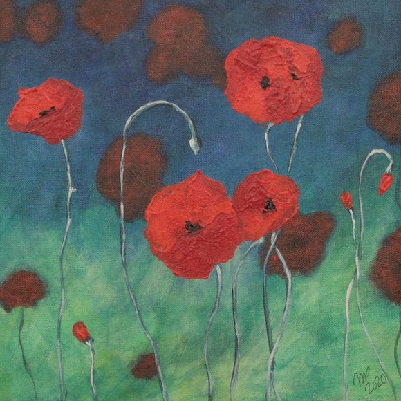 Red Poppies (Flowers) 16x12 acrylic painting - Picture 5 of 11